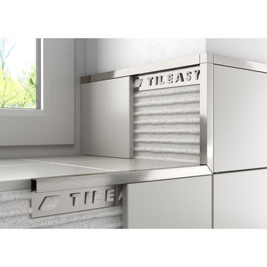 Tileasy Chrome Stainless Steel Effect Boxed Metal Tile Trim | | Aluminium | 10Mm