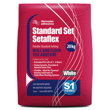 Tilemaster White Setaflex 20Kg Standard Set Tile Adhesive | | 260Mm X 440Mm X 130Mm