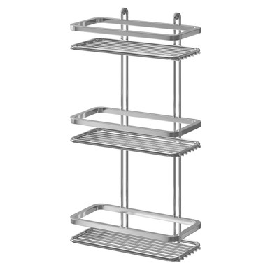 Wholesale Domestic Chrome Selena Polished 3 Tier Wall Mounted Rectangular Shower Basket | | Steel | 250Mm X 460Mm X 120Mm