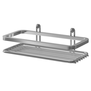 Wholesale Domestic Chrome Selena Polished Small Wall Mounted Rectangular Shower Basket | | Steel | 250Mm X 60Mm X 120Mm