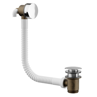 Wholesale Domestic Chrome Polished Free Flow Bath Filler With Push Waste And Overflow | | Brass | 620Mm X 70Mm