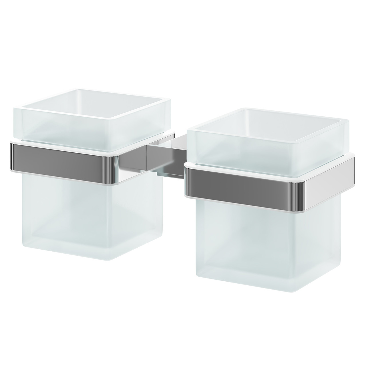 Taurus Polished and Frosted Glass Wall Mounted Double Bathroom Tumbler