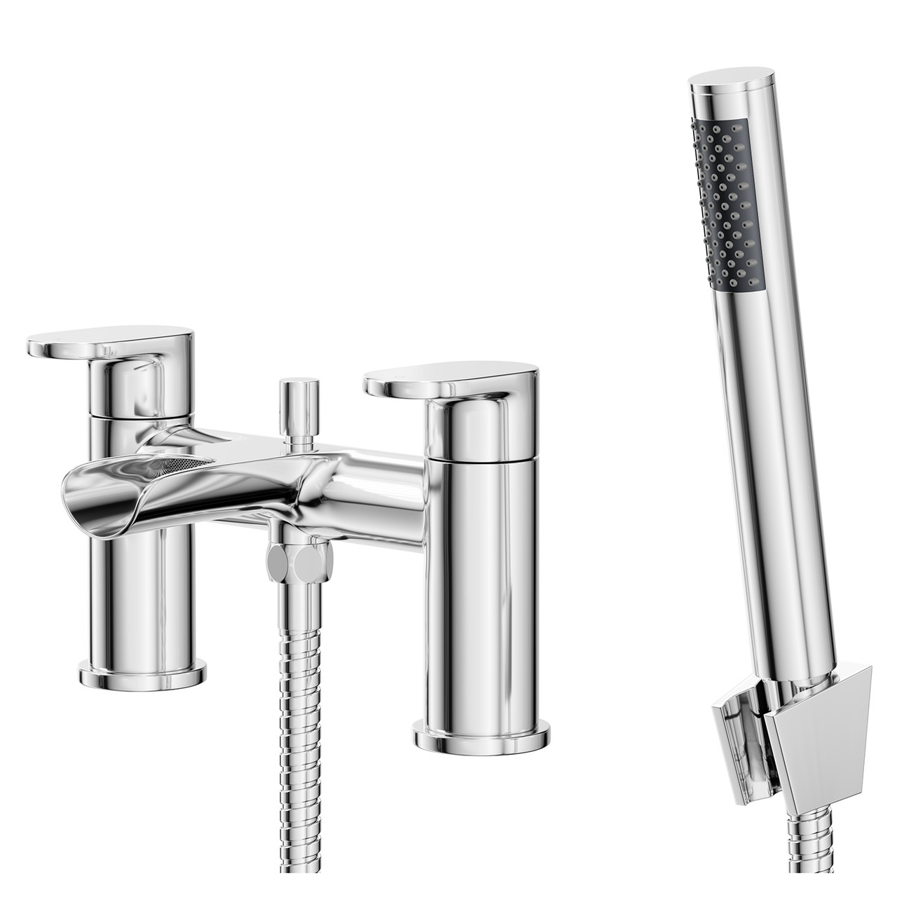 Stream Polished Waterfall Bath Shower Mixer Tap with Shower Kit