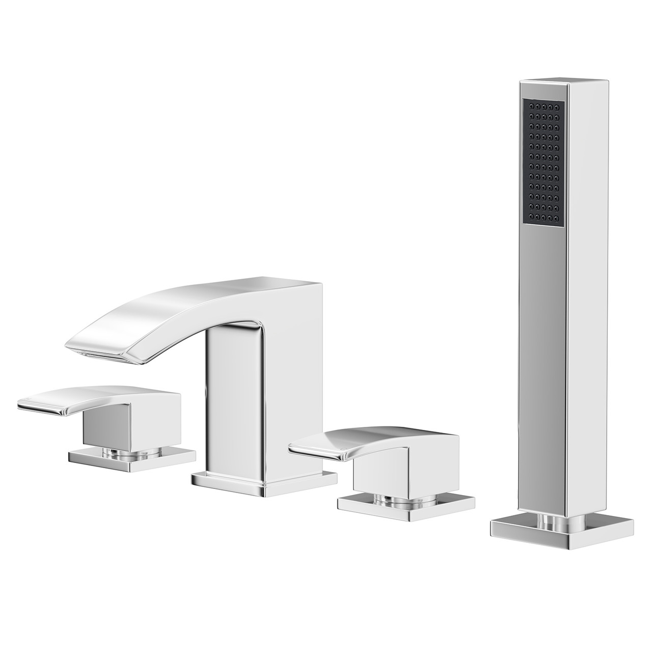 Flow Polished 4 Hole Bath Shower Mixer Tap with Shower Handset