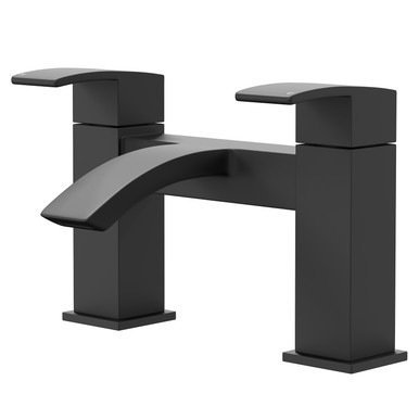 Colore Matt Black Square Bath Filler Tap | | Brass | 113Mm X 218Mm X 146Mm