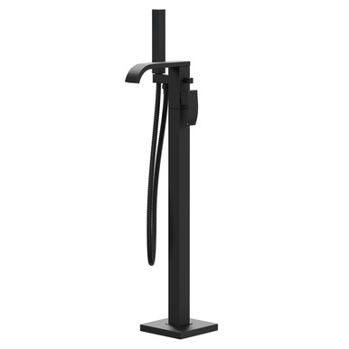 Colore Matt Black Square Freestanding Bath Shower Mixer Tap | | Brass | 167Mm X 878Mm X 250Mm