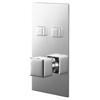 Wholesale Domestic Chrome Cubix Polished Concealed Push Button Twin Shower Valve | | Brass | 120Mm X 215Mm X 40Mm