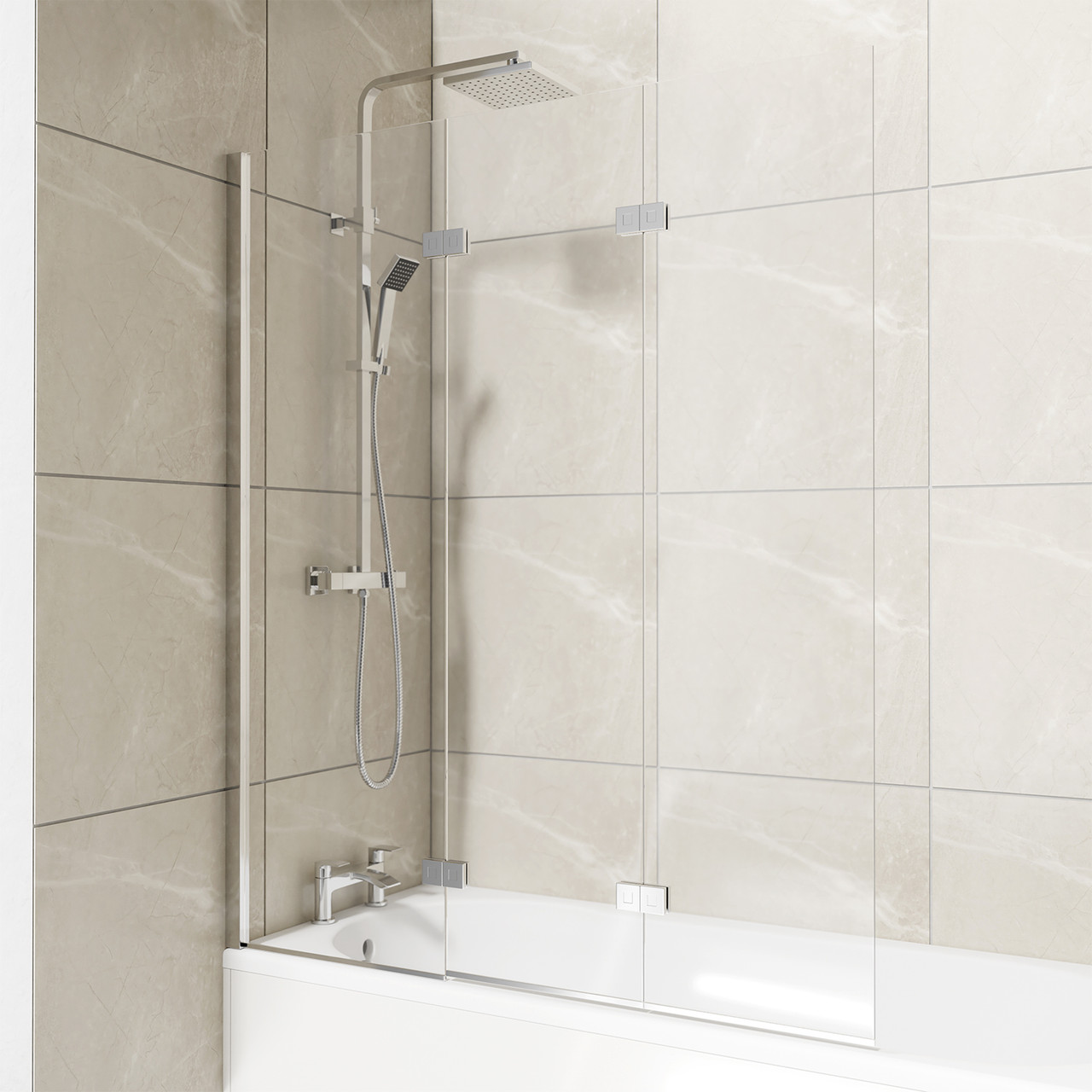 Left Hand Three Panel Infold Bath Shower Screen
