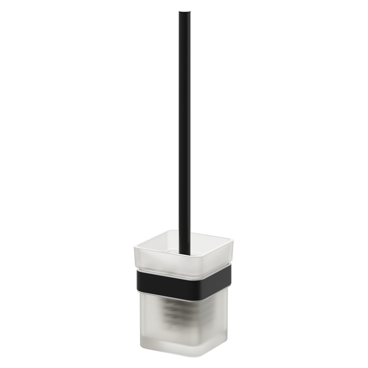 Colore Square and Frosted Glass Wall Mounted Toilet Brush and Holder
