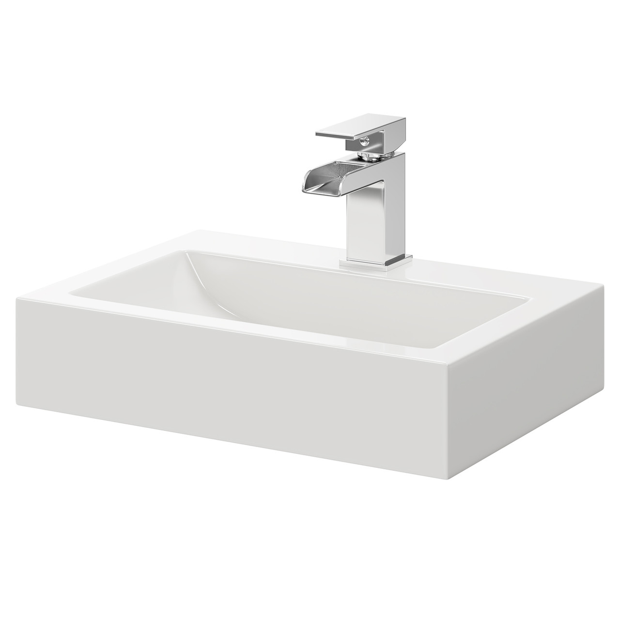 Horta Rectangular Countertop Basin with 1 Tap Hole
