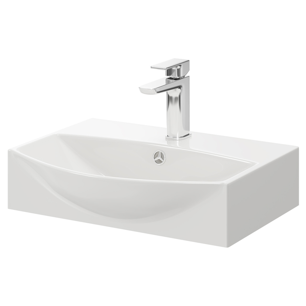 Tondela Rectangular Wall Hung Basin with 1 Tap Hole