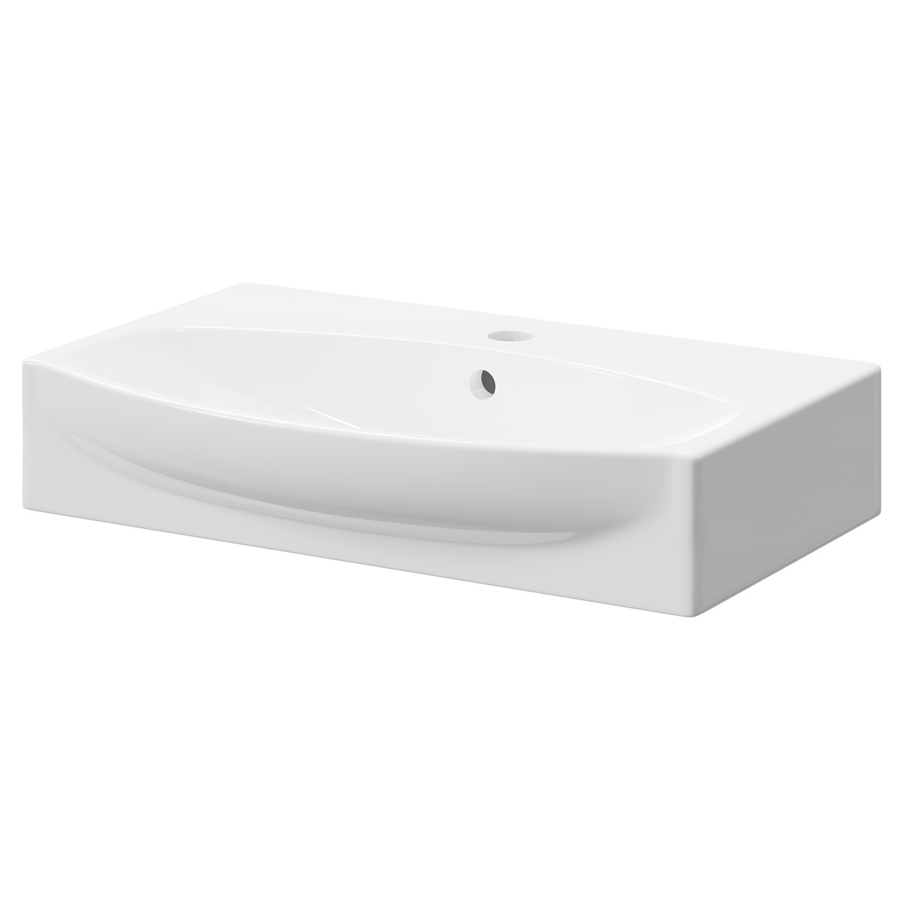Cambra Rectangular Wall Hung Basin with 1 Tap Hole