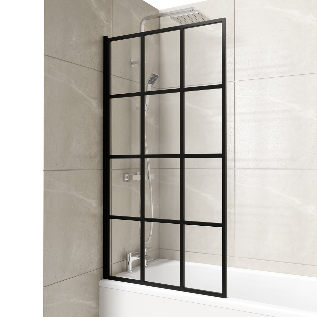 Colore Framed Design Single Section Square Corner Bath Shower Screen