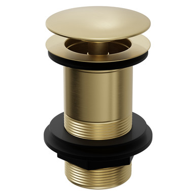 Colore Brushed Brass Round Moon Cap Unslotted Click Clack Basin Waste | | 61Mm X 97Mm X 61Mm