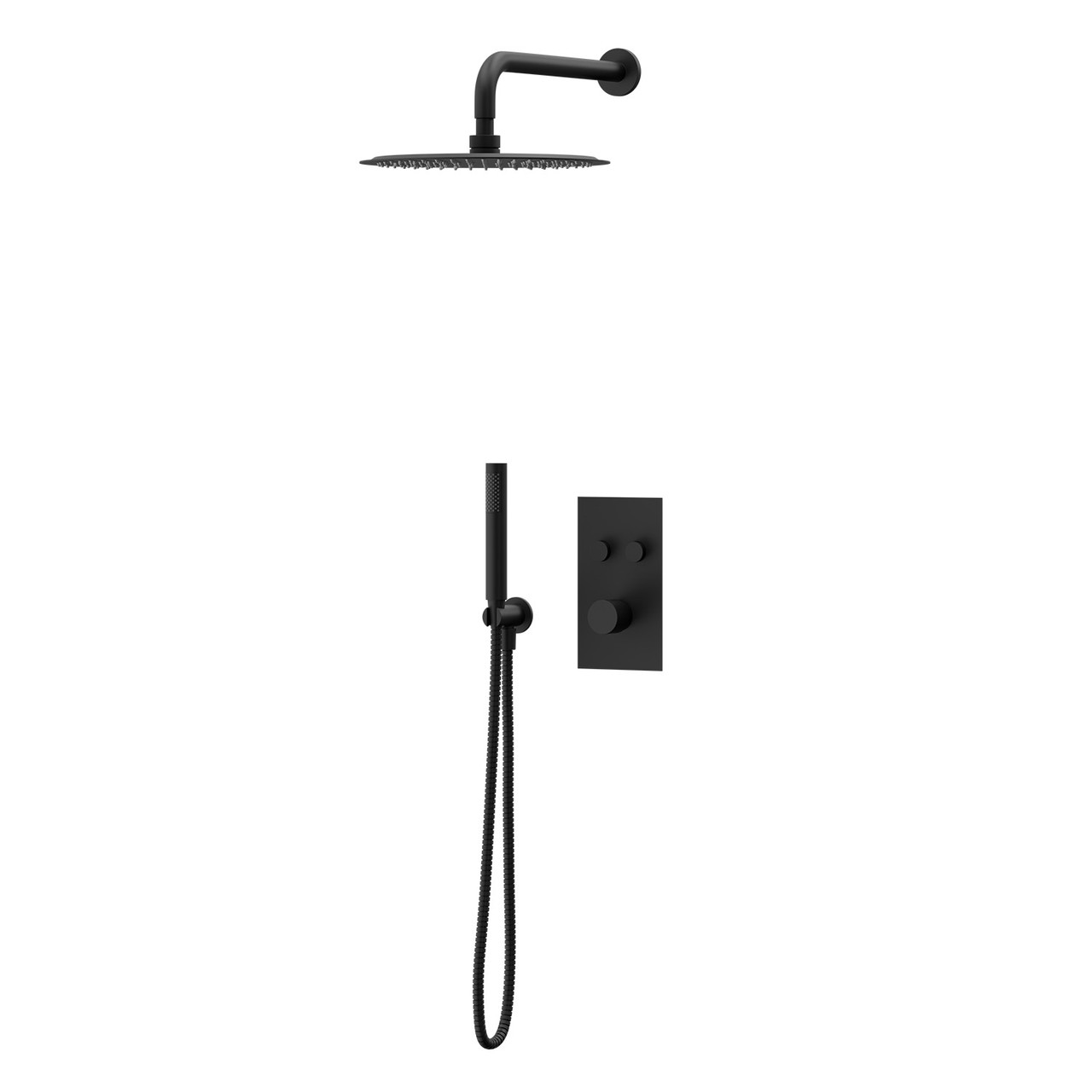 Colore Concealed Push Button Twin Thermostatic Shower Valve Including Round Fixed Shower Head