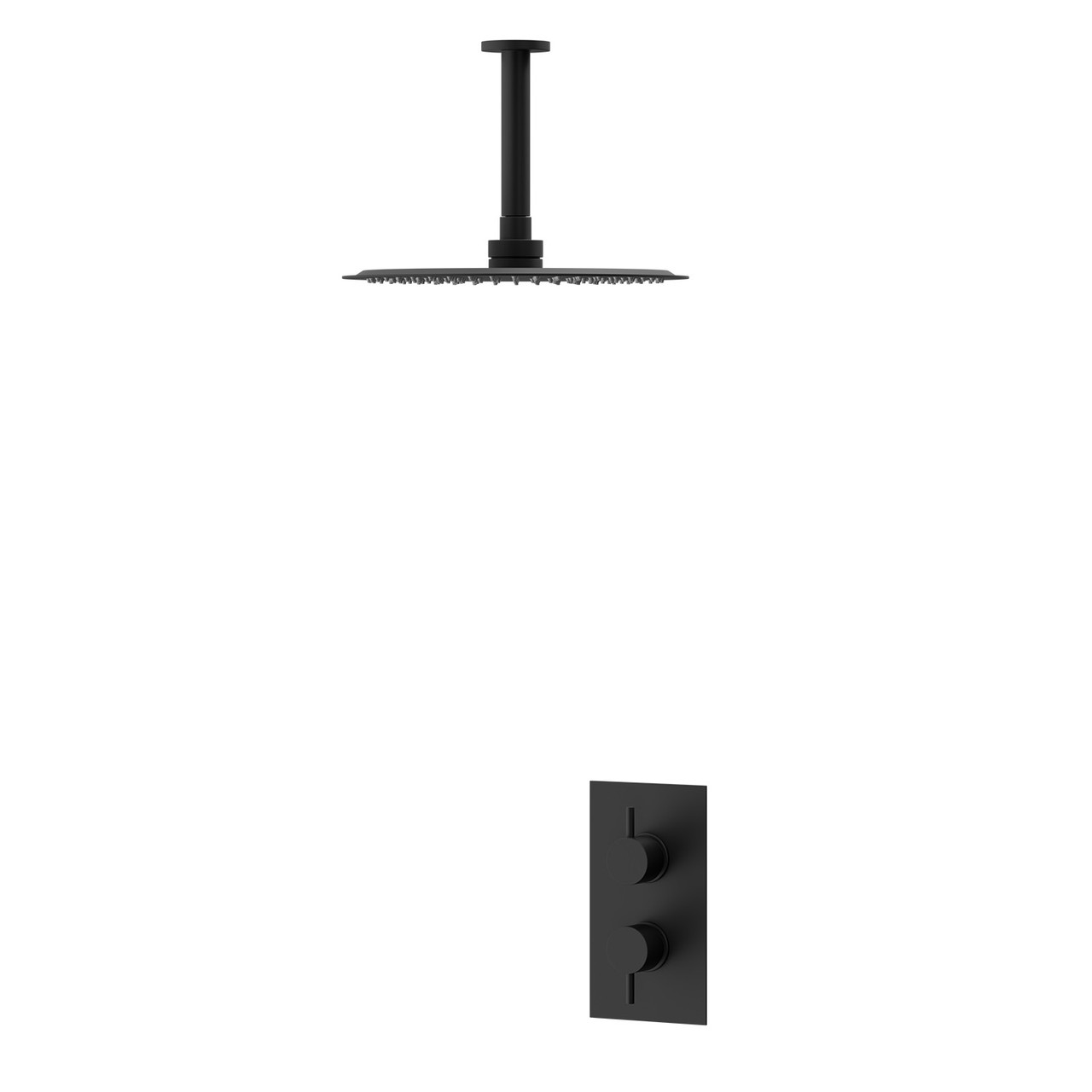 Colore Twin Thermostatic Valve Mixer Shower with Round Fixed Shower Head and Ceiling Arm