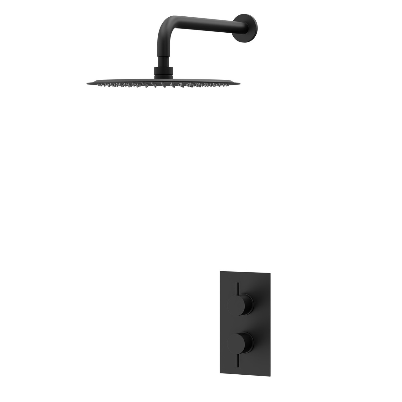 Colore Twin Thermostatic Valve Mixer Shower with Round Fixed Shower Head and Wall Arm