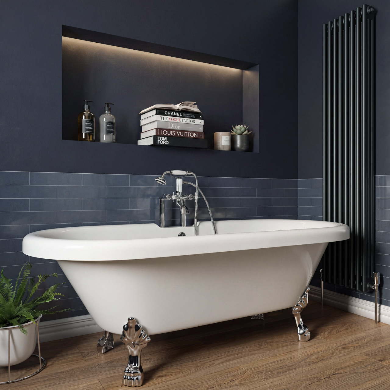 Windsor Double Ended Freestanding Roll Top Bath with Chrome Tiger Feet