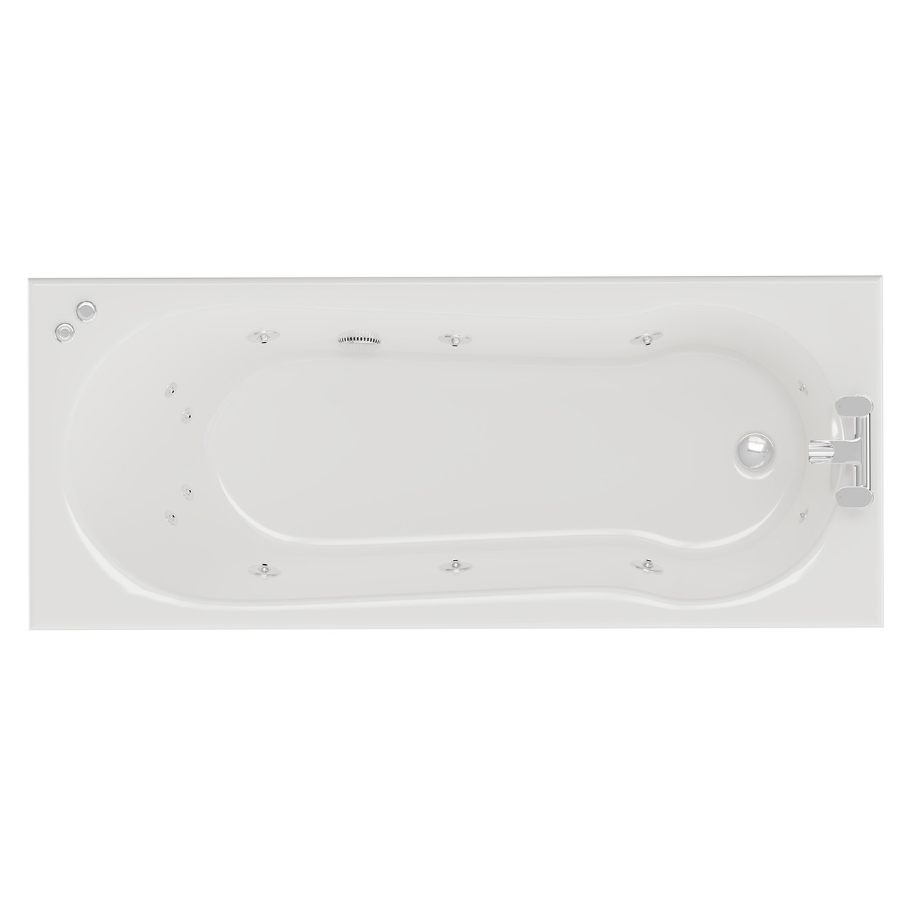 Keyhole 12 Jet Chrome V-Tec Single Ended Whirlpool Shower Bath