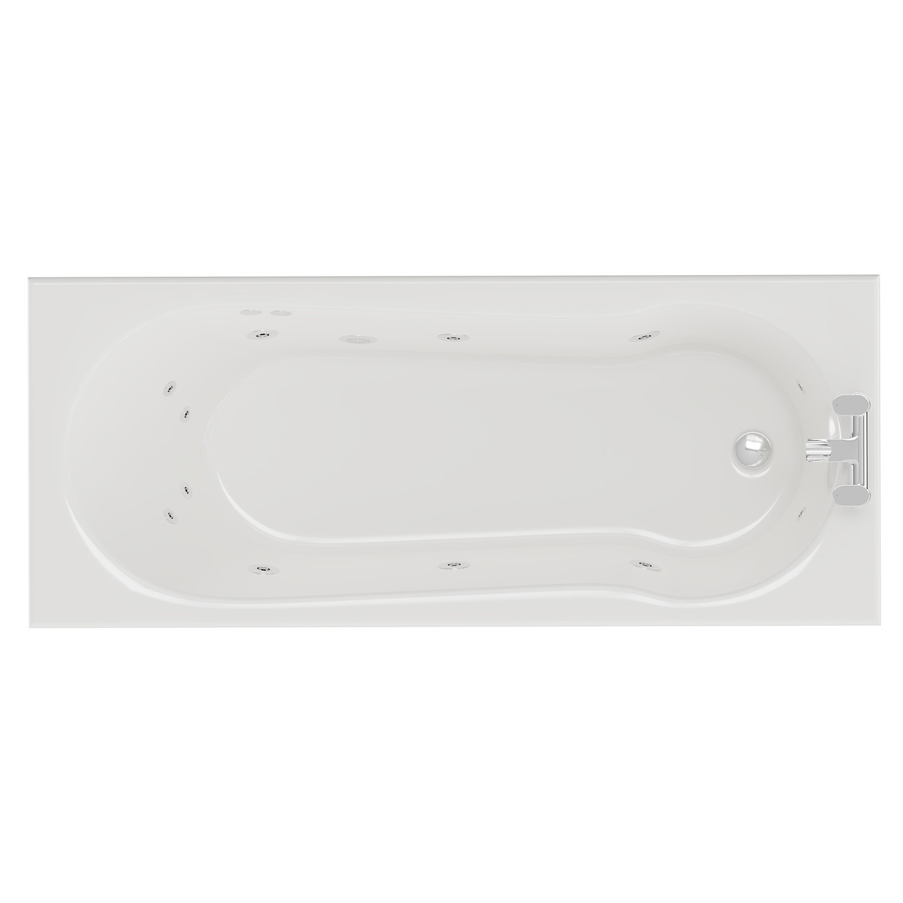 Keyhole 12 Jet Chrome Flat Jet Single Ended Whirlpool Shower Bath