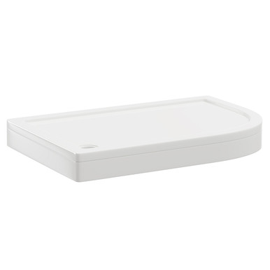 Wholesale Domestic White Pearlstone Right Hand Offset Quadrant Shower Tray And Plinth | | Acrylic/Stone Resin | 1200Mm X 800Mm X 40Mm