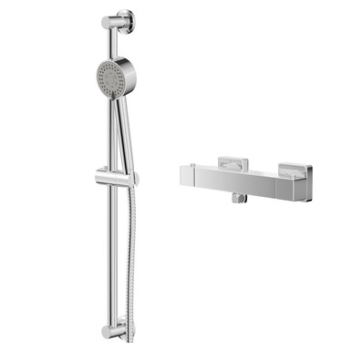 Wholesale Domestic Chrome Quattro Polished Thermostatic Bar Valve Mixer Shower With Tyne Shower Slide Rail Kit | | Brass | 261Mm X 700Mm X 90Mm
