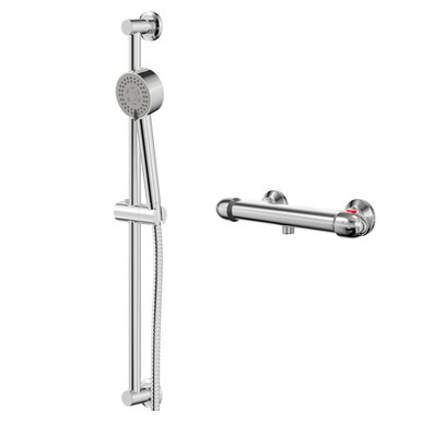 Wholesale Domestic Chrome Bullet Polished Thermostatic Bar Valve Mixer Shower With Tyne Shower Slide Rail Kit | | Brass | 286Mm X 700Mm X 90Mm