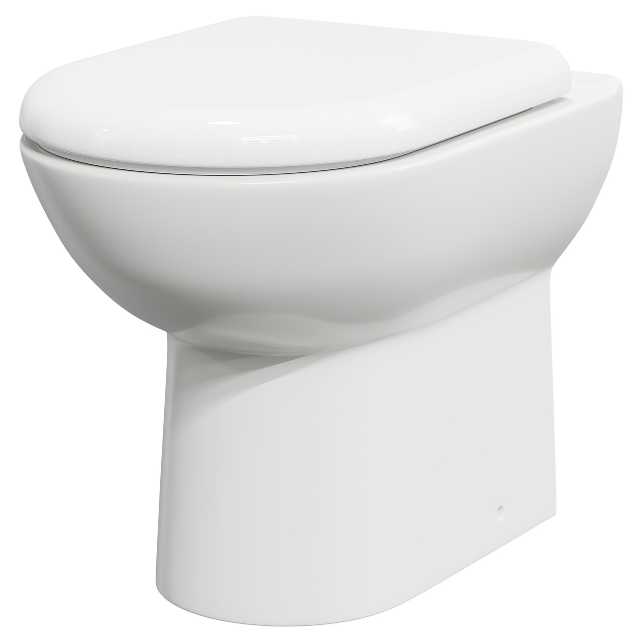 Donington D Shape Back To Wall Toilet Pan with Soft Close Toilet Seat