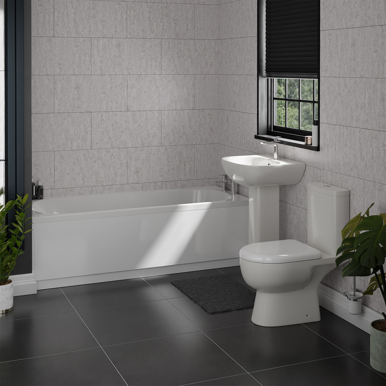 Monza Straight Bath Designer Bathroom Suite