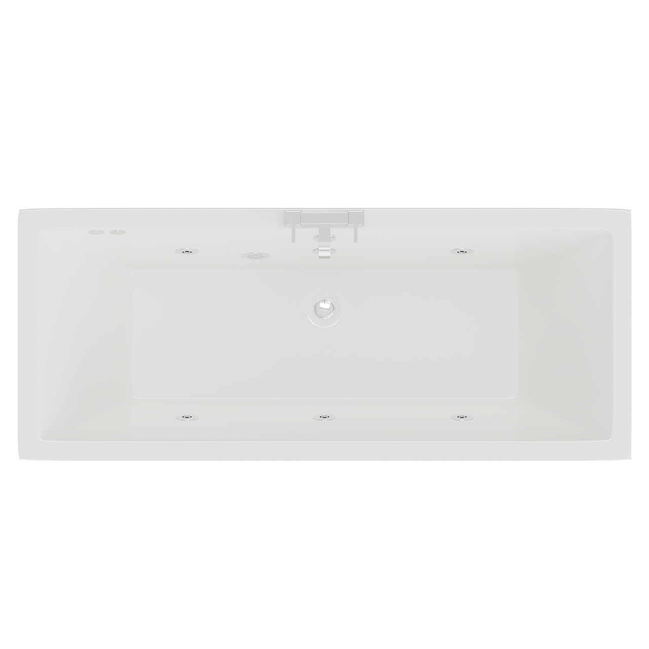 Square 6 Jet Chrome Flat Jet Double Ended Whirlpool Bath