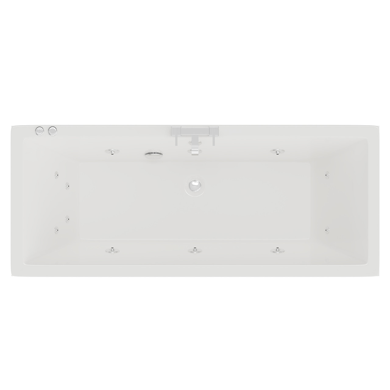Square 12 Jet Chrome V-Tec Double Ended Whirlpool Bath