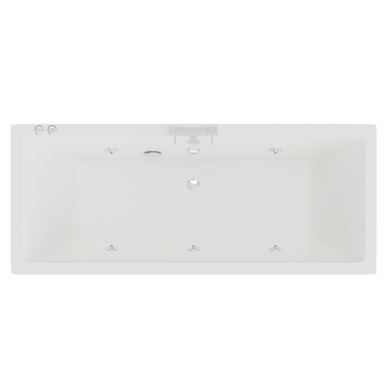 Square 6 Jet Chrome V-Tec Double Ended Whirlpool Bath