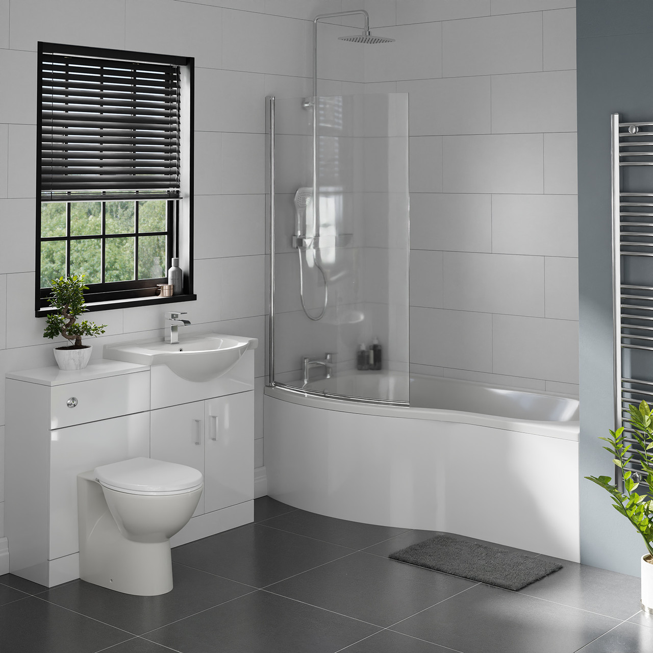 Galaxy Left Hand B Shaped Shower Bath Bathroom Suite