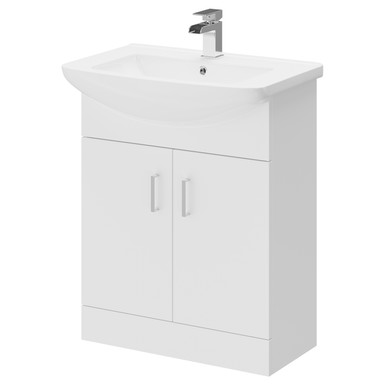 Modena Gloss White 650mm Vanity Unit and Basin with 1 Tap Hole ...