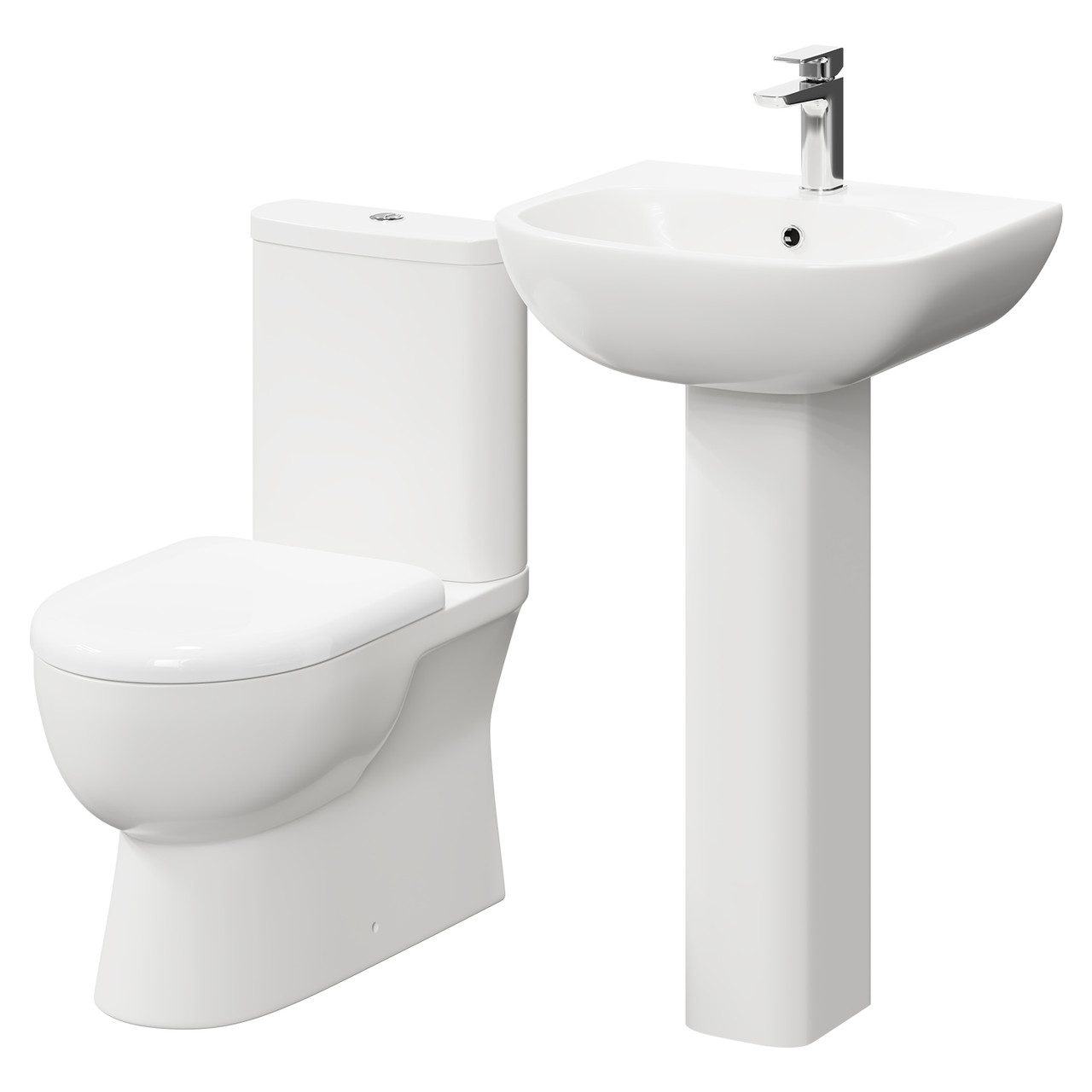Monza Full Pedestal Basin and Closed Back Toilet Suite
