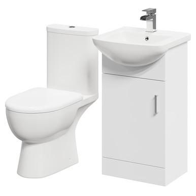 Wholesale Domestic Gloss White Lima 1 Door Vanity Unit And Open Back Toilet Suite | | Abs Polished Chrome | 450Mm