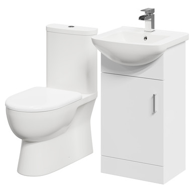 Wholesale Domestic Gloss White Lima 1 Door Vanity Unit And Closed Back Toilet Suite | | Abs Polished Chrome | 450Mm