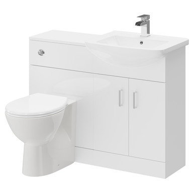 Wholesale Domestic Gloss White Modena 2 Door Vanity Unit Toilet Suite | | Plastic | 1050Mm