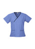 LADIES CONTRAST CROSSOVER SCRUBS TOP H10722