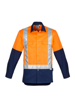 Mens Hi Vis Spliced Industrial Shirt - Shoulder Taped ZW124