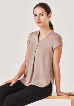 Womens Kayla V-neck Pleat Blouse RB967LS