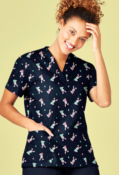 Womens Easter V-Neck Short Sleeve Scrub Top CST152LS