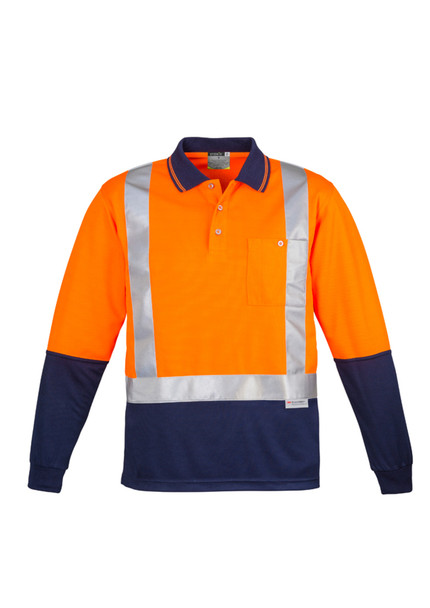 Mens Hi Vis Spliced Polo - Long Sleeve Shoulder Taped ZH234