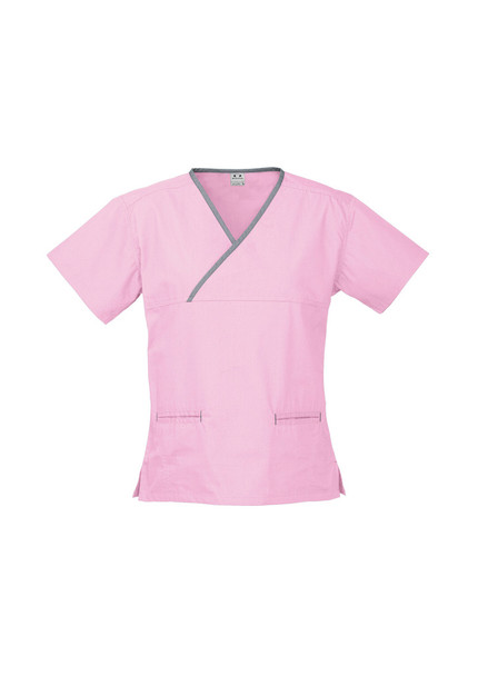 Clearance of Ladies Contrast Crossover Scrubs Top H10722