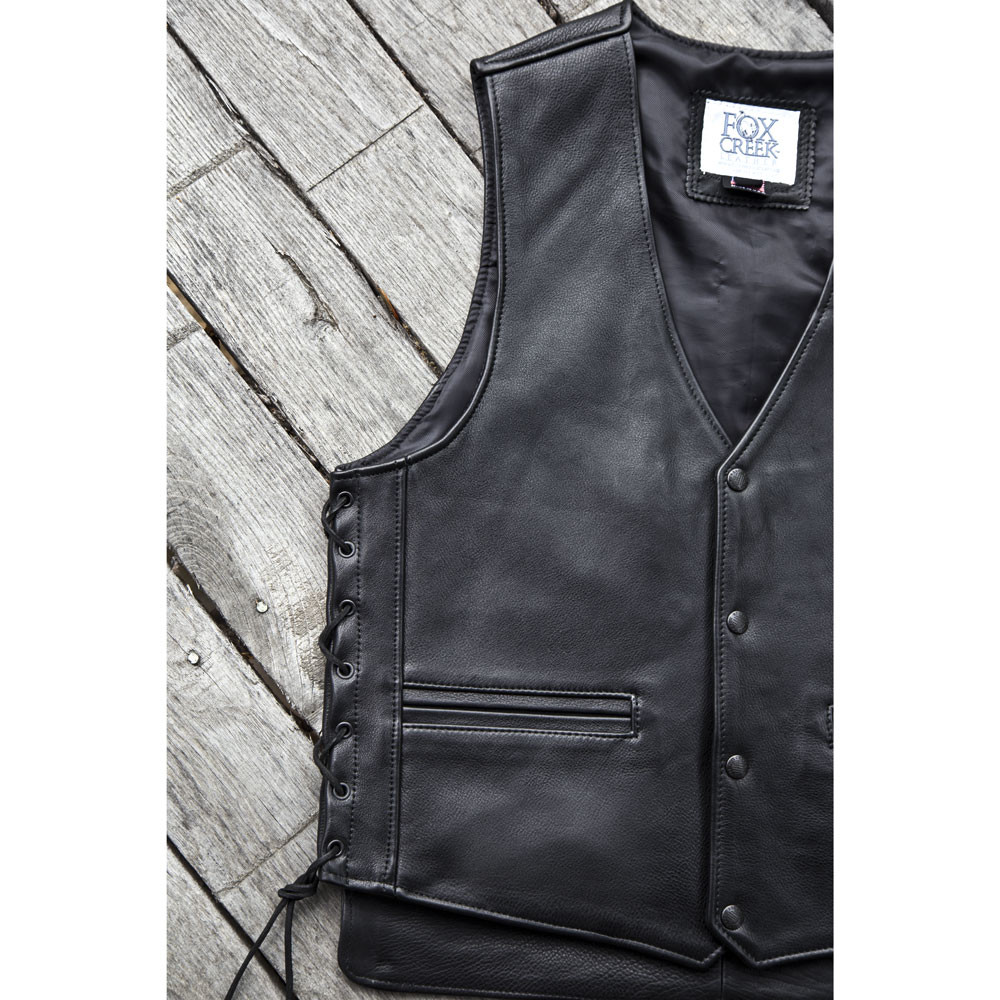 Charter Leather Vest With Extended Back - Fox Creek Leather