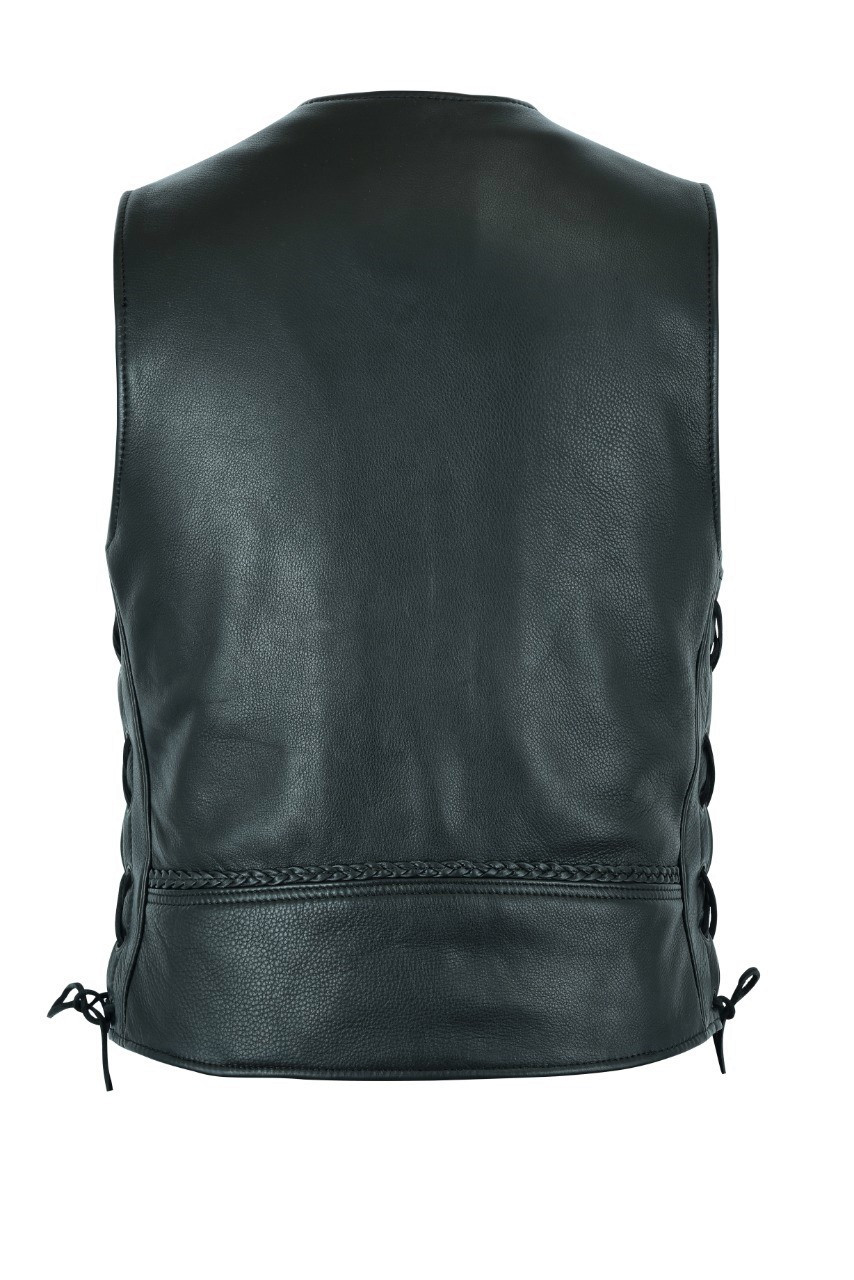 Men's Braided Vest with Buffalo Nickels - Fox Creek Leather