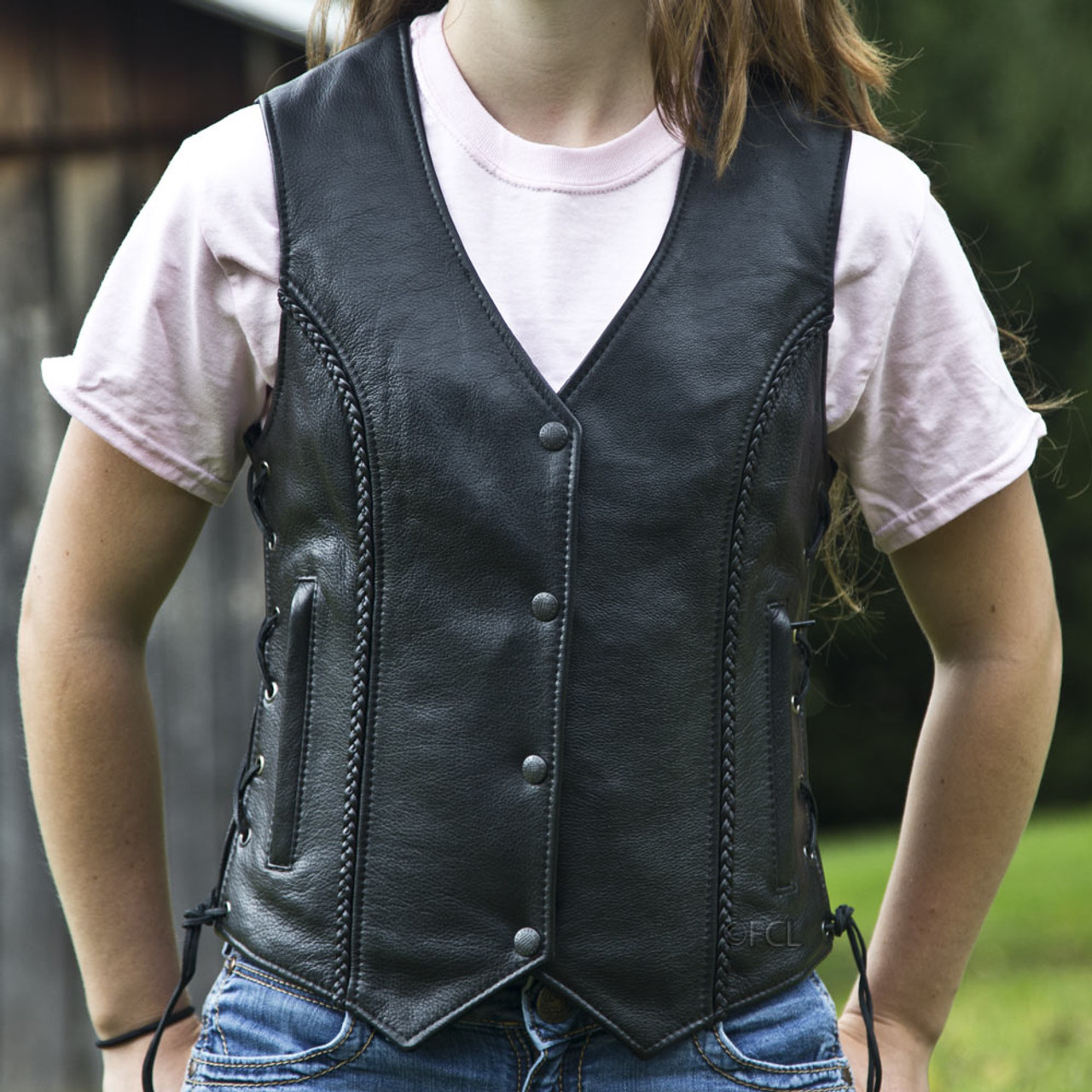 Braided Vest With Zippered Pockets - Fox Creek Leather