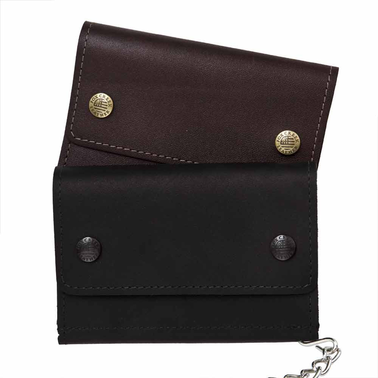 Tri-fold Trucker Wallet with Chain - Fox Creek Leather