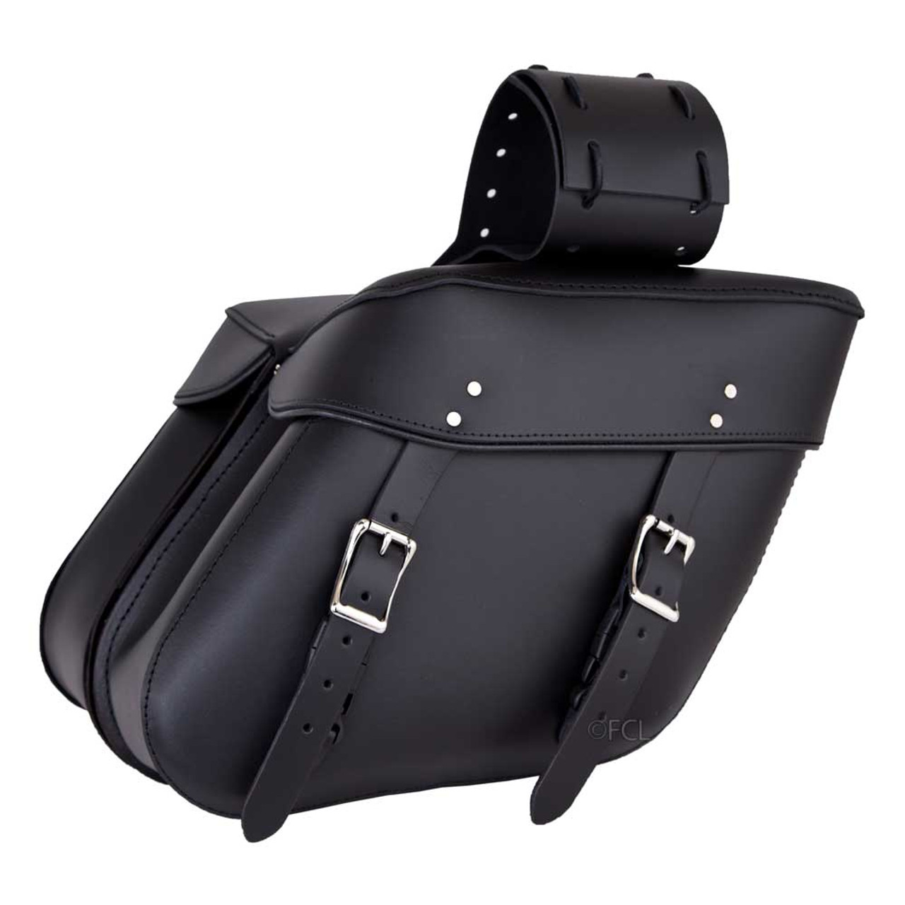 motorcycle leather saddle bag