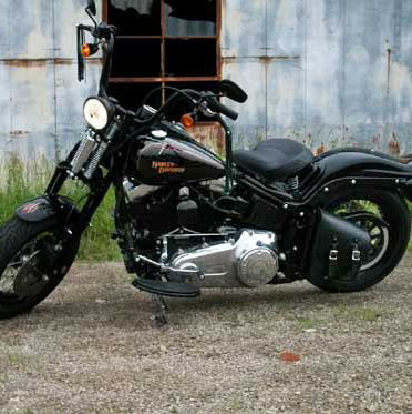 Single Sided Black Leather Motorcycle Swing Arm Solo Bag For Harley – Genuine Leather, DL DDD88